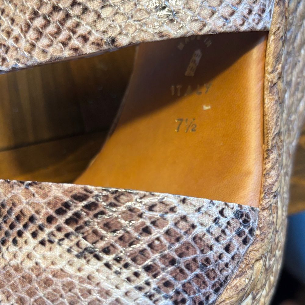 Italian Shoemakers Snakeskin Wedges - Brown and Cream - Picture 5 of 9